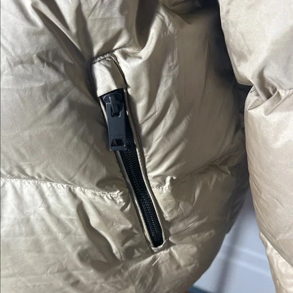 Massimo Dutti Feather down filled puffer jacket brown and tan Med. Like New. - Picture 7 of 16